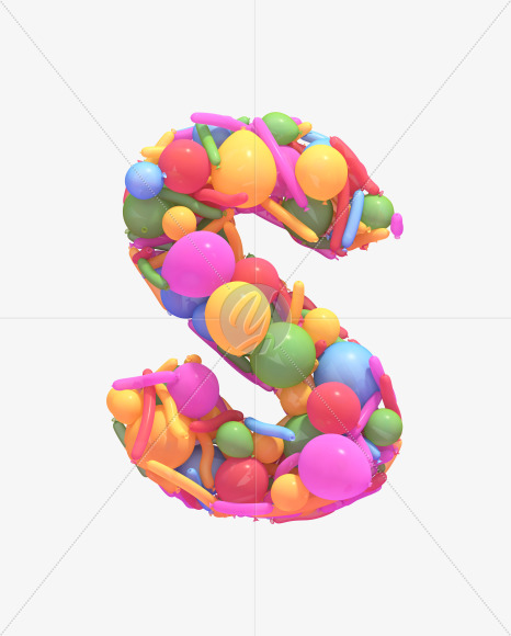 Letter S from Multicolored balloon font on Yellow Images Creative Fonts - S40261