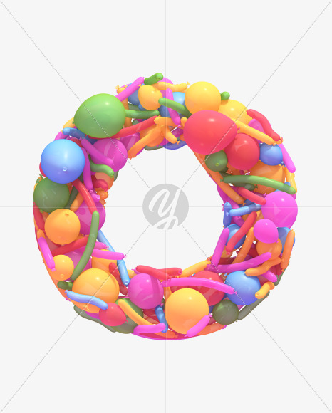 Letter O from Multicolored balloon font on Yellow Images Creative Fonts - S40257