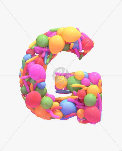 Letter G from Multicolored balloon font on Yellow Images Creative Fonts - S40249