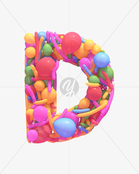 Letter D from Multicolored balloon font on Yellow Images Creative Fonts - S40246