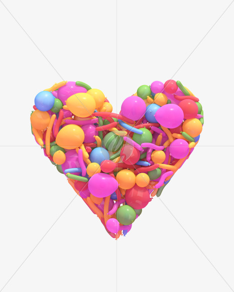 Heart from Multicolored balloon font on Yellow Images Creative Fonts - S40282