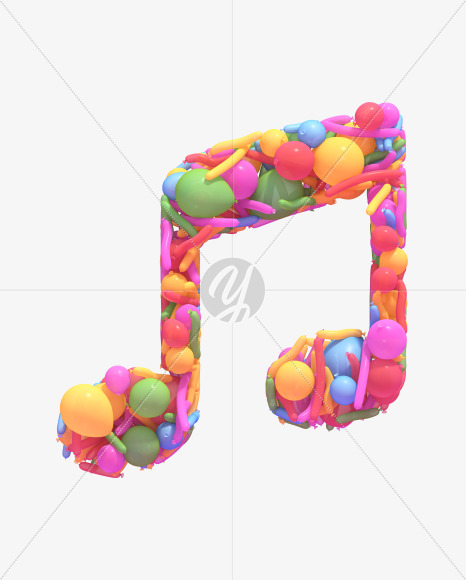 Music from Multicolored balloon font on Yellow Images Creative Fonts - S40285