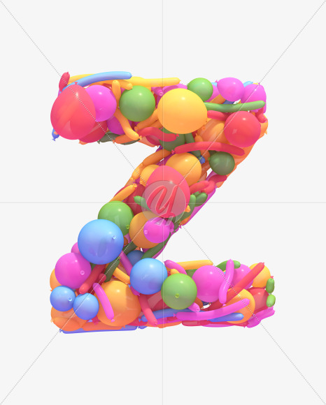 Letter Z from Multicolored balloon font on Yellow Images Creative Fonts - S40268