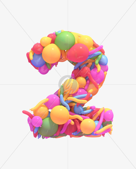 2 from Multicolored balloon font on Yellow Images Creative Fonts - S40270