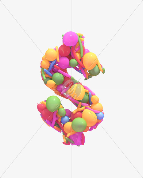 $ from Multicolored balloon font on Yellow Images Creative Fonts - S40281