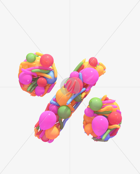 Percent from Multicolored balloon font on Yellow Images Creative Fonts - S40287