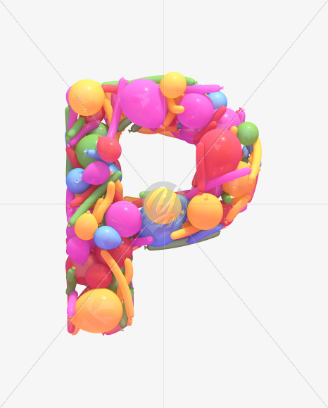 Letter P from Multicolored balloon font on Yellow Images Creative Fonts - S40258