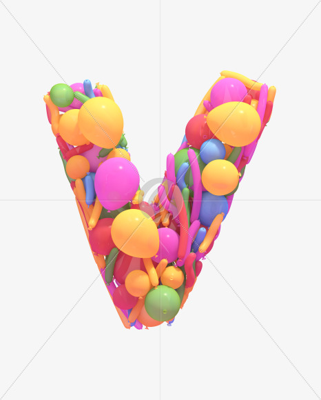 Letter V from Multicolored balloon font on Yellow Images Creative Fonts - S40264