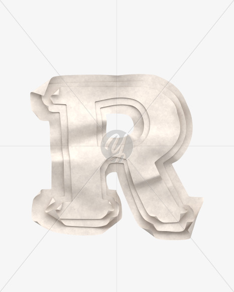 Letter R from Paper font on Yellow Images Creative Fonts - S40351