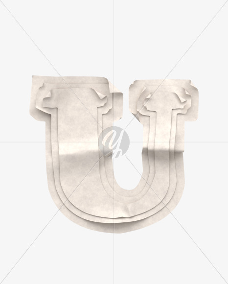 Letter U from Paper font on Yellow Images Creative Fonts - S40354