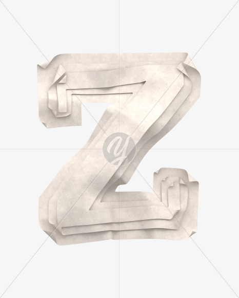 Letter Z from Paper font on Yellow Images Creative Fonts - S40359