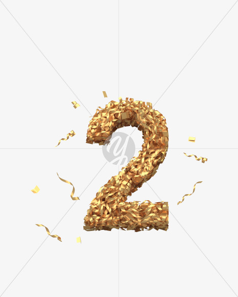 2 from Golden confetti font on Yellow Images Creative Fonts - S40404