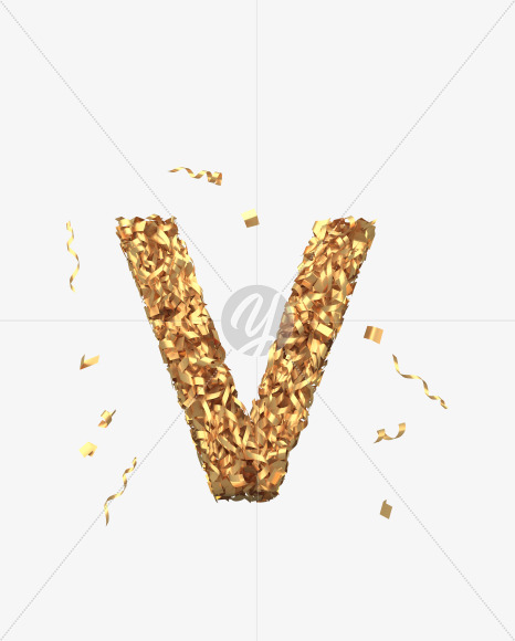 Letter V from Golden confetti font on Yellow Images Creative Fonts - S40398