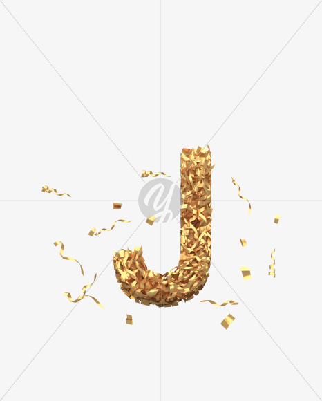 Letter J from Golden confetti font on Yellow Images Creative Fonts - S40386