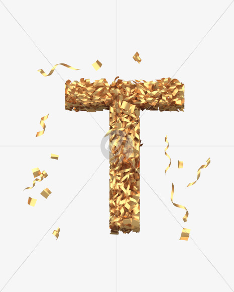 Letter T from Golden confetti font on Yellow Images Creative Fonts - S40396