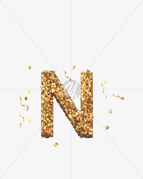 Letter N from Golden confetti font on Yellow Images Creative Fonts - S40390