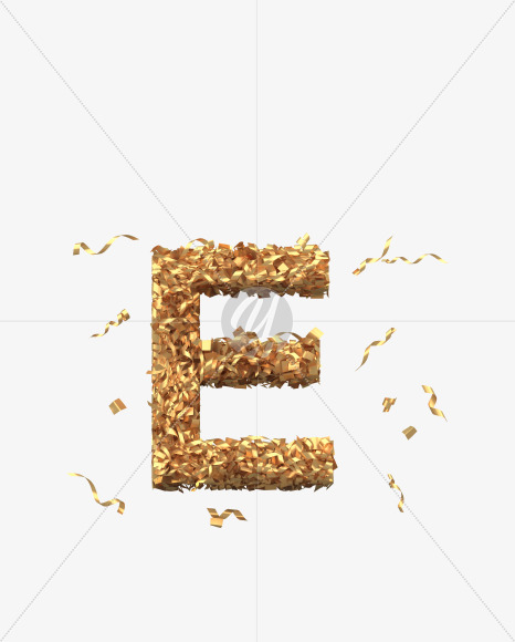 Letter E from Golden confetti font on Yellow Images Creative Fonts - S40381