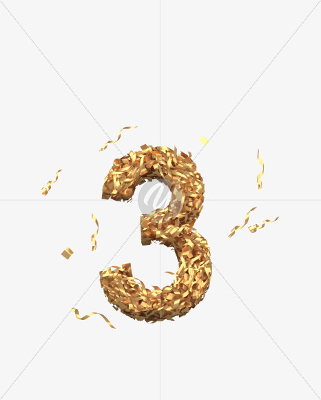 3 from Golden confetti font on Yellow Images Creative Fonts - S40405