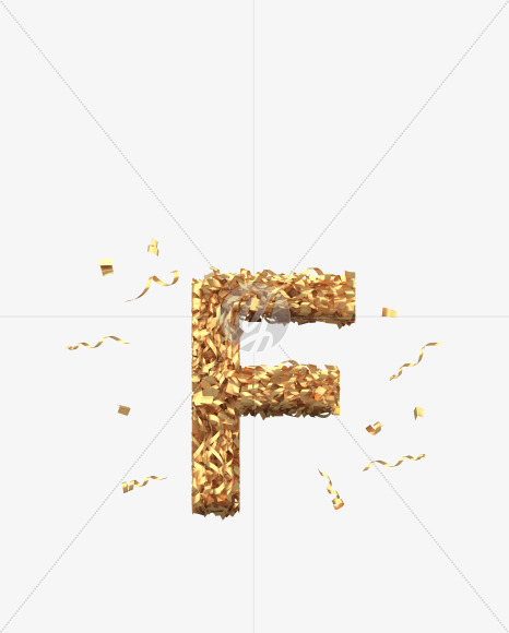 Letter F from Golden confetti font on Yellow Images Creative Fonts - S40382