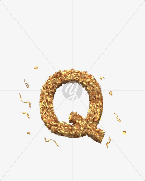 Letter Q from Golden confetti font on Yellow Images Creative Fonts - S40393