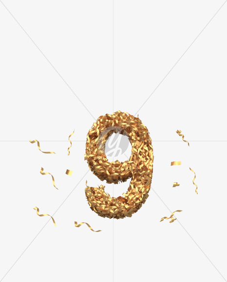 9 from Golden confetti font on Yellow Images Creative Fonts - S40411