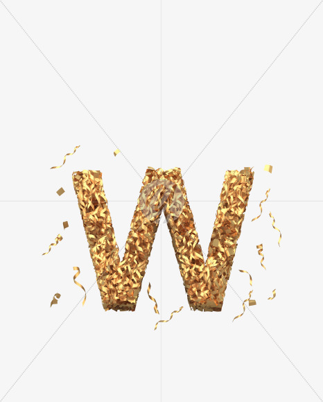 Letter W from Golden confetti font on Yellow Images Creative Fonts - S40399