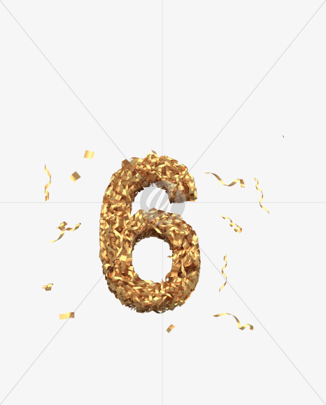 6 from Golden confetti font on Yellow Images Creative Fonts - S40408