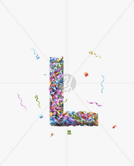 Letter L from Golden confetti font on Yellow Images Creative Fonts - S40436