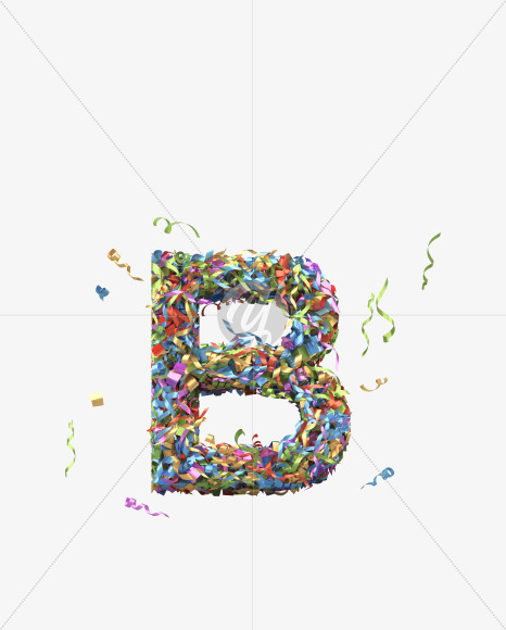 Letter B from Golden confetti font on Yellow Images Creative Fonts - S40426