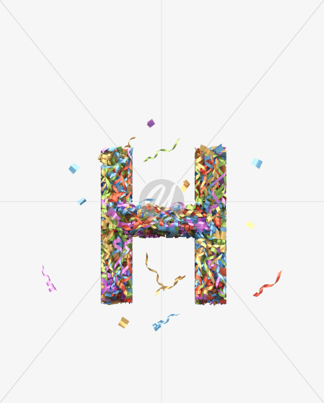 Letter H from Golden confetti font on Yellow Images Creative Fonts - S40432