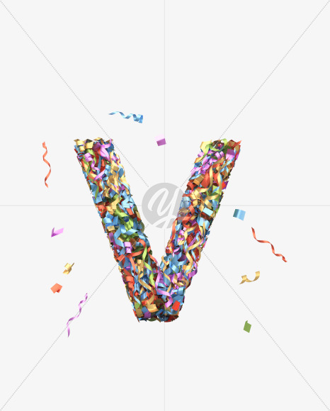 Letter V from Golden confetti font on Yellow Images Creative Fonts - S40447