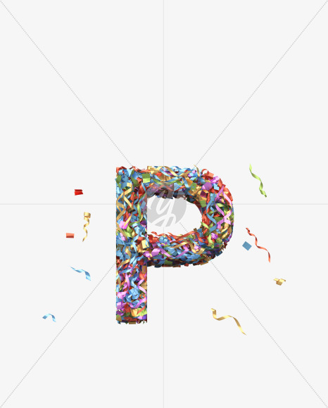 Letter P from Golden confetti font on Yellow Images Creative Fonts - S40440