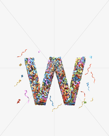 Letter W from Golden confetti font on Yellow Images Creative Fonts - S40448