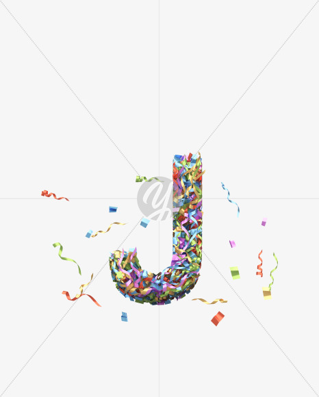 Letter J from Golden confetti font on Yellow Images Creative Fonts - S40434