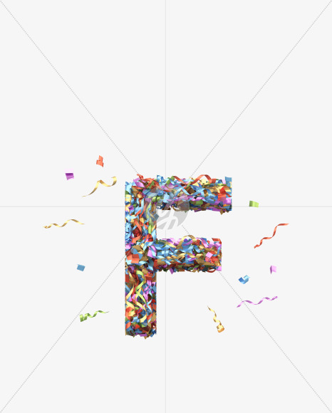 Letter F from Golden confetti font on Yellow Images Creative Fonts - S40430