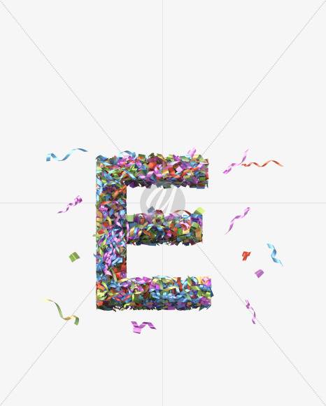 Letter E from Golden confetti font on Yellow Images Creative Fonts - S40429