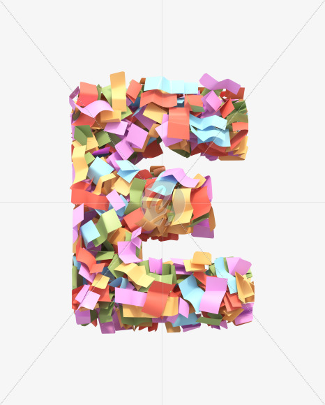 Letter E from Paper confetti font on Yellow Images Creative Fonts - S40478