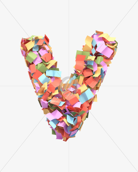 Letter V from Paper confetti font on Yellow Images Creative Fonts - S40495