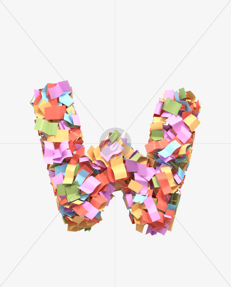 Letter W from Paper confetti font on Yellow Images Creative Fonts - S40496