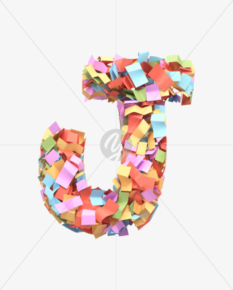 Letter J from Paper confetti font on Yellow Images Creative Fonts - S40483