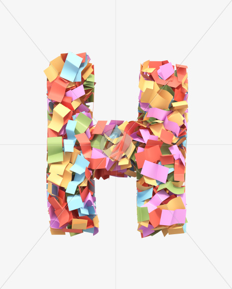 Letter H from Paper confetti font on Yellow Images Creative Fonts - S40481