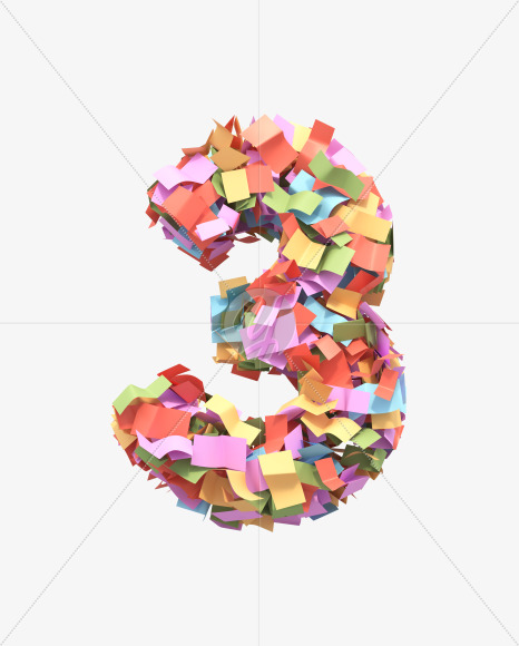 3 from Paper confetti font on Yellow Images Creative Fonts - S40502