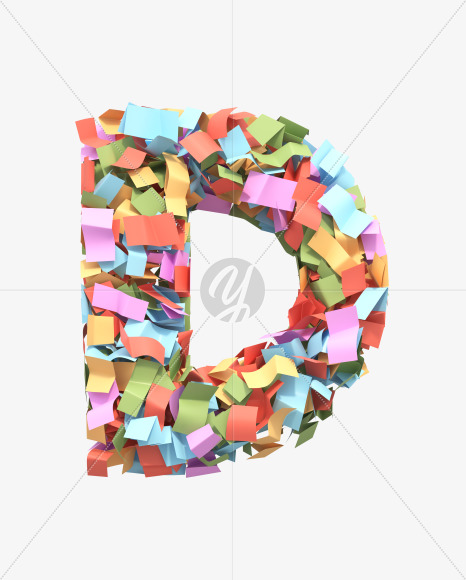 Letter D from Paper confetti font on Yellow Images Creative Fonts - S40477