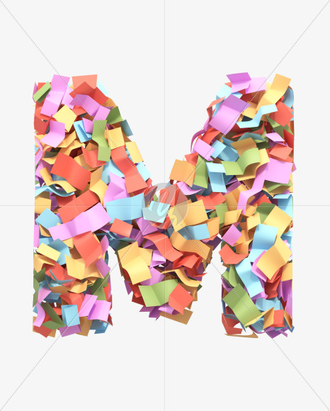 Letter M from Paper confetti font on Yellow Images Creative Fonts - S40486