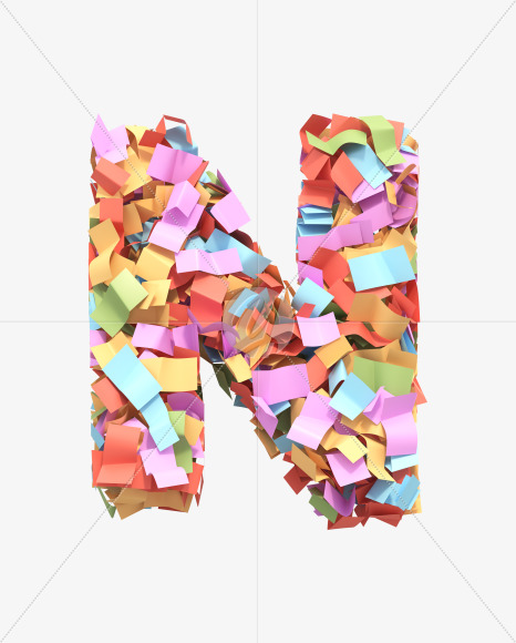 Letter N from Paper confetti font on Yellow Images Creative Fonts - S40487