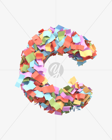 Letter C from Paper confetti font on Yellow Images Creative Fonts - S40476