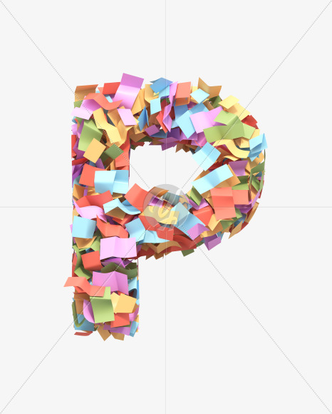 Letter P from Paper confetti font on Yellow Images Creative Fonts - S40489