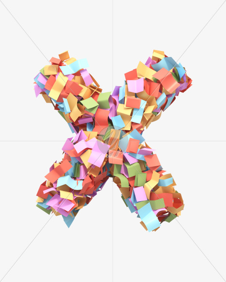 Letter X from Paper confetti font on Yellow Images Creative Fonts - S40497