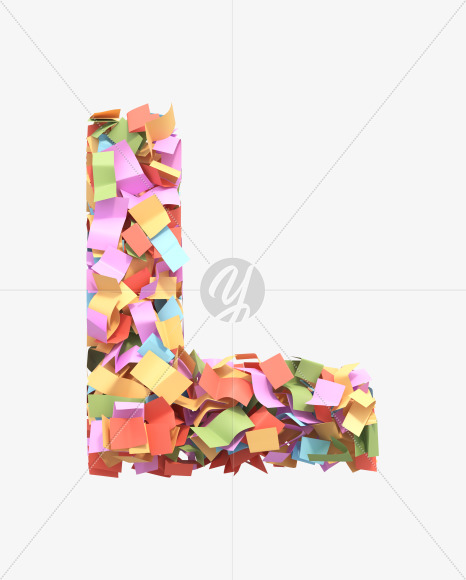 Letter L from Paper confetti font on Yellow Images Creative Fonts - S40485