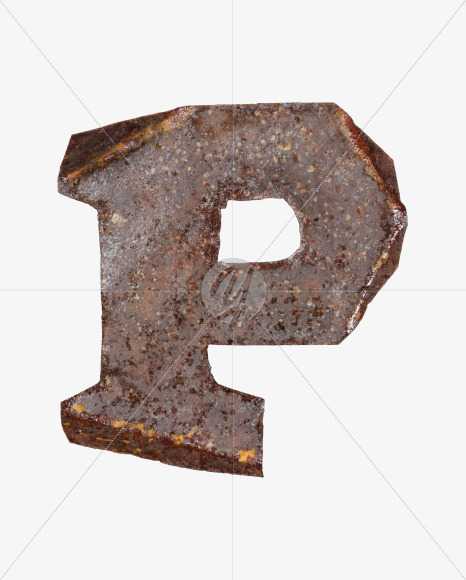 Letter P from Industrial Rust Font on Yellow Images Creative Fonts - S40718